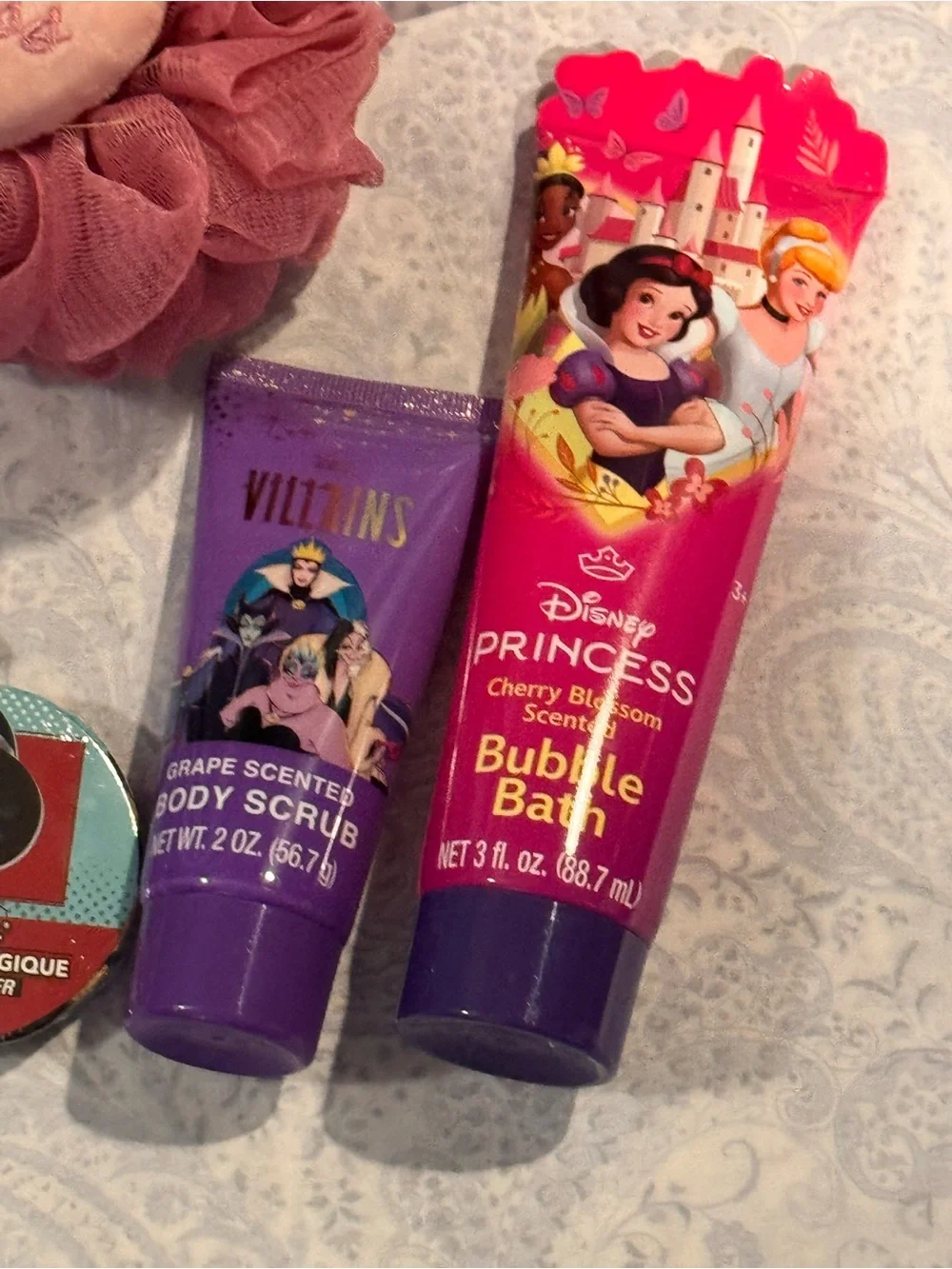 Disney Princesses & Villains Bath Set with Thicker Pouf & Cushion
